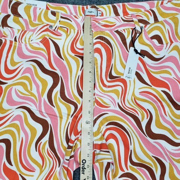Rue21 Jeans Womens Plus 3X Multicolor Denim Skate Straight Leg Wavy Stretch New - Picture 8 of 12